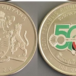Guyana, 100 Dollars, 2020, 50 Years of the Republic, Colour, KM #62, UNC Condition.