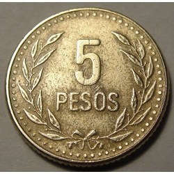 Colombia, 5 Pesos, 1989 – 1993, KM# 280, Circulated Condition.