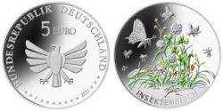 Germany, Federal Republic of 5 Euros 2022 Insect Kingdom Commemorative issue Beautifull Colour Coin GEM UNC #Grass2