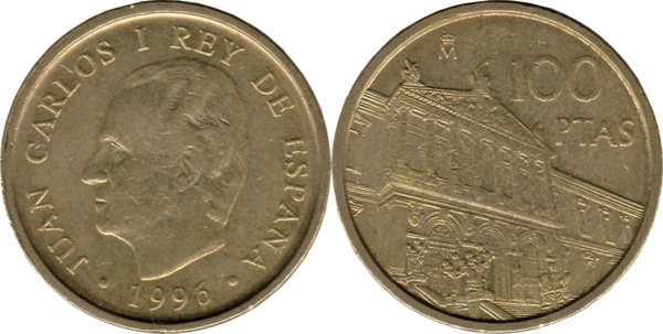 Spain, 100 Pesetas, 1996, National Library, KM# 964, Circulated Condition.