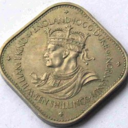 Guernsey, 10 Shillings, 1966, 900th Anniversary of Norman Conquest, KM #19, Fine Condition.