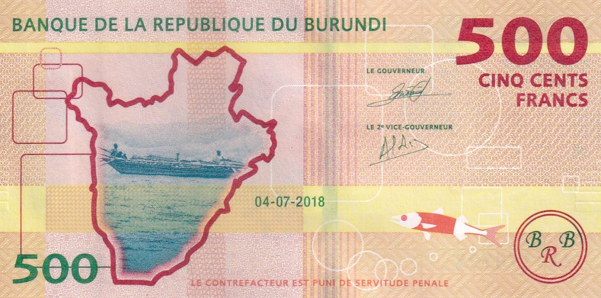 Burundi 500 Francs 2018 UNC Note