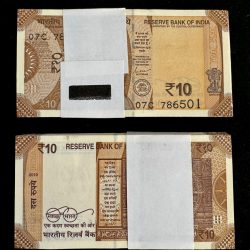 Rs 10/- India Banknote BUNDLE SET HOLY NUMBER 786501 - 600 INSET L Gem Unc Unique and Rare 2019