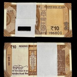 Rs 10 INDIA BANKNOTE Serial Bundle 786801 to 786900 Gem Unc Unique and Rare Inset