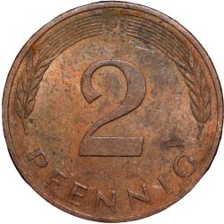 Alternative view of Bronze 2 Pfenning of Germany (AD 1981) with Oak Sapling
