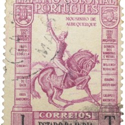 Postal Stamp of India Portugues - Purple 1 Tanga Used as per Image.