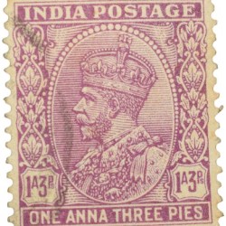 Postal Stamp of George V 1 Anna 3 Pies Pink Colour - Used Condition as per Image.