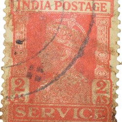 Postal Stamp of George VI 2 Annas Red Colour Service Issue - Used Condition as per Image.