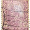 Postal Stamp of George V 1 Anna 3 Pies Pink Colour - Used Condition as per Image.