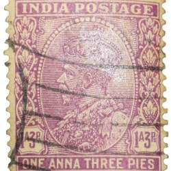 Postal Stamp of George V 1 Anna 3 Pies Pink Colour - Used Condition as per Image.