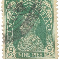 Postal Stamp of George VI 9 Pies Green Colour - Used Condition as per Image.