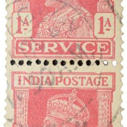 Postal Stamp of George VI 1 Anna Red Colour - Block of 2 Stamps - Used Condition as per Image.