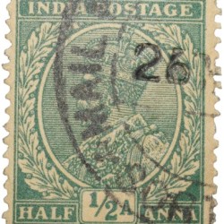 Postal Stamp of George V 1/2 Anna Green Colour - Used Condition as per Image.