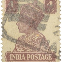 Postal Stamp of George VI 4 Annas Brown Colour - Used Condition as per Image.