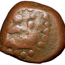 Copper Kasu of Sasivarnadeva(AD 1730-50) of Shivaganga Raja's Saraswati on Peocock