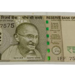 500 Rupees New Issue Year 2021 SEMI-FANCY "1FF (66) 75-75-75" TRIPLETS Serial Number in High AUNC Grade.