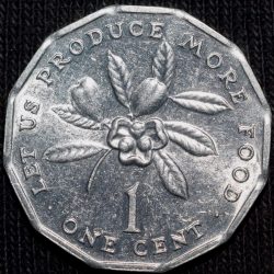 Aluminium 1 Cent of Jamaica (AD 1990) F.A.O. Issue Produce More Food in UNC Grade