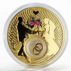 Alternative view of Niue 2 dollars Wedding Happiness and Love silver gilded colour coin 2013