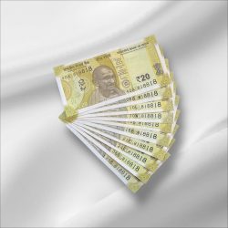 Rs 20/- India Banknote Same NUMBER 818818 * 10 NOTES Latest Issue Unique and Rare