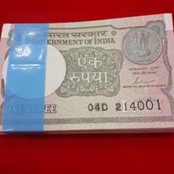 ONE RUPEE BUNDLE STARTING 214 SHRI RAM JI NUMBER GEM UNC CONDITION SERIAL NO. 214001