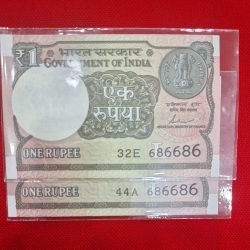 ONE RUPEE TWO NOTE SET SAME DOUBLIE NO. SERIAL NO. 686686