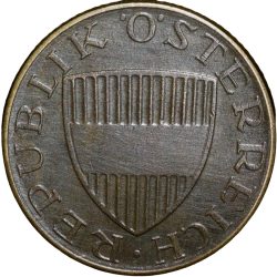 Aluminium-Bronze 50 Goschen of Austria (AD 1973) with Austrian escutcheon and the state title