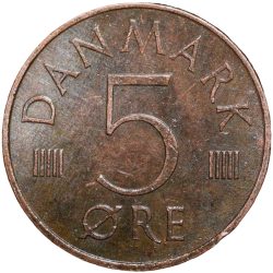 Alternative view of Bronze 5 Ore of Danmark (AD 1981) Crowned 'M'