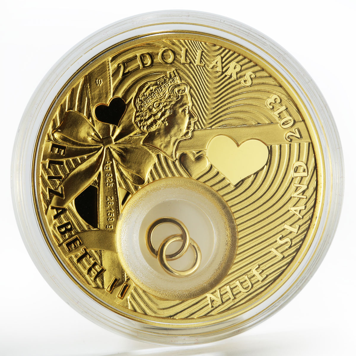 Niue 2 dollars Wedding Happiness and Love silver gilded colour coin 2013 - Image 3
