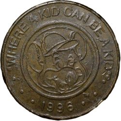 Nickel-Brass Token from United States of America (AD 1996 ) Chuck E Cheese