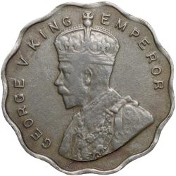 Copper-Nickel Anna of George V (AD 1934) of Calcutta Mint Rare Date