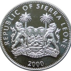 Alternative view of Sierra Leone, 1 Dollar, 2000, Chinese Dragon - China 2000 series, KM #142, UNC Condition.