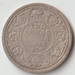 Two Anna 1913 Silver Coin of King George V British India Coinage