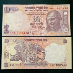 D78 Rs 10 India Banknote Signature series Signed by D Subharao Inset R 2008 Issue