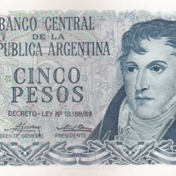 5 Pesos1976 Argentina UNC Note