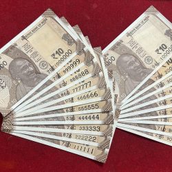 Rs 10 India Banknote 19 Note Solid Fancy Number Set 111111 to 1000000 Gem Unc Unique and Rare