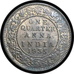 King George V, One Quarter Anna, 1935 Calcutta mint, AUNC