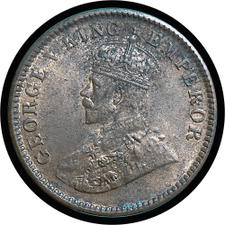 Alternative view of King George V, One Quarter Anna, 1935 Calcutta mint, AUNC