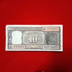 Ten Rs Rare Old Black Boat Pkt Governor RN Malhotra 155001 Unc Condition