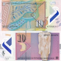 North Macedonia 10 Denari Polymer, Republic of Macedonia inscription GEM UNC Rare Note
