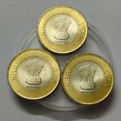Alternative view of 10 Rs Kolkata Mint 2022 Raindrop Coin UNC RARE