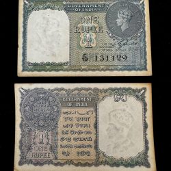 Re 1 British India Banknote 1940 Series Black Series King George VI Collectible Quality Unique and Rare Issue