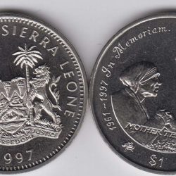 Sierra Leone, 1 Dollar, 1997, Diana-The People's Princess and Mother Teresa, KM #77, UNC Condition.