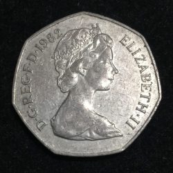 United Kingdom 50 Pence 1982 - Elizabeth II 2nd portrait rare Lowest Price coin #A-69