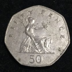 Alternative view of United Kingdom 50 Pence 1982 - Elizabeth II 2nd portrait rare Lowest Price coin #A-69