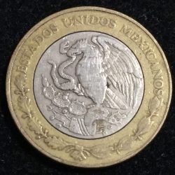 1999 Mexico 10 Pesos Lowest price Bimetallic coin #A-101