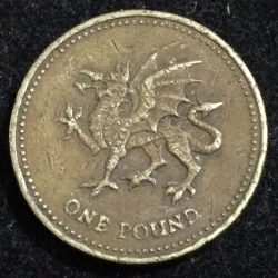 (2000) United Kingdom 1 Pound - Elizabeth II 4th portrait; Welsh Dragon Commemorative issue Lowest Price Rare coin #A-107