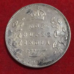 Alternative view of 1904 Edward One Ruppes Silver Coin" British India 100% Original Coin #T27