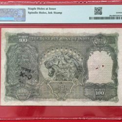 Alternative view of 100 Ruppes unc British india George Six Calcutta Mint. Governor C. D. Deshmukh Pmg Grade High grade 40 World No 1 Company pmg