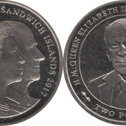 South Georgia and the South Sandwich Islands (British Overseas Territories), 2 Pounds, 2017, Prince Philip Official Retirement, KM# 84, UNC Condition.