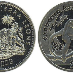 Sierra Leone, 1 Dollar, 2009, Monkey Series - Capuchin Monkey, KM #365, UNC Condition.
